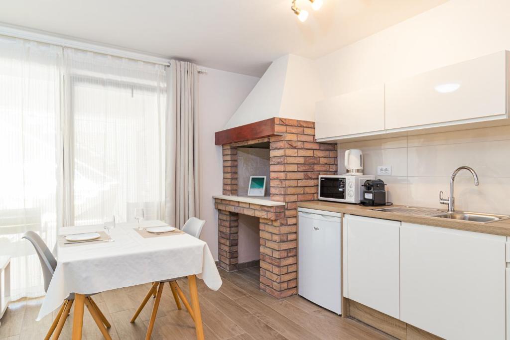 Kuchyň nebo kuchyňský kout v ubytování Apartments Anna Liznjan