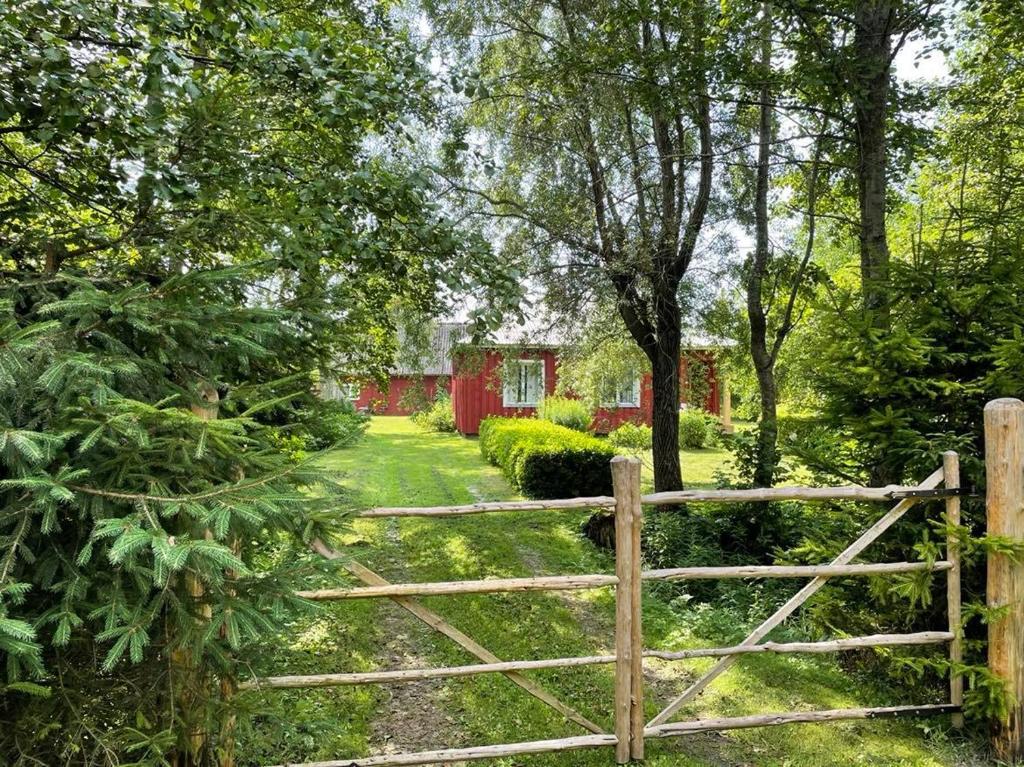 a wooden gate in the middle of a garden at Aabu Maja in Kõrgessaare
