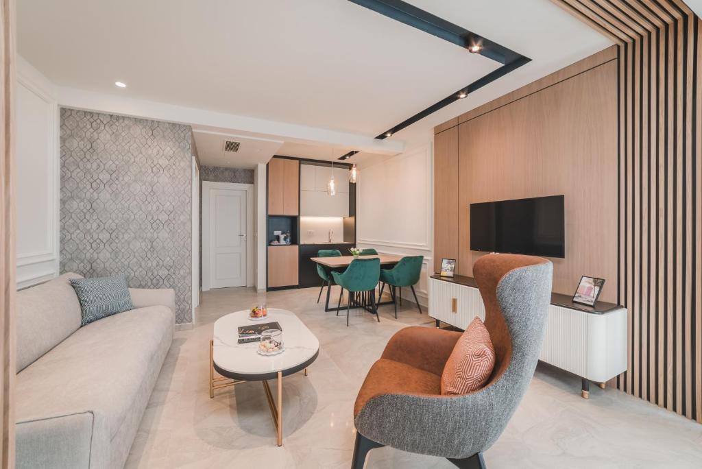 TV a/nebo společenská místnost v ubytování Kalamper Apartments