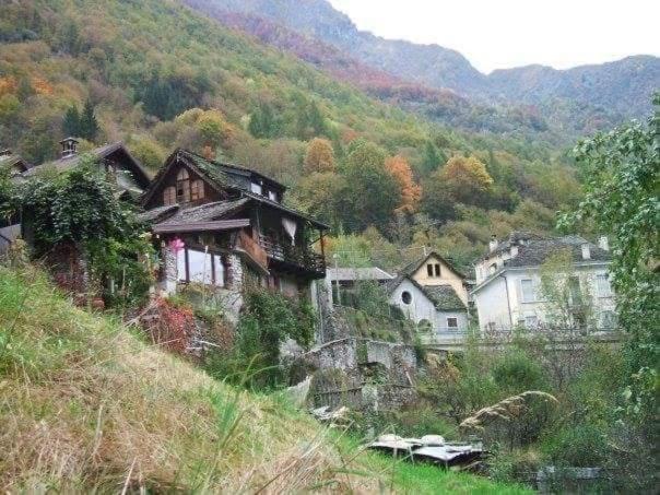 a group of houses on the side of a hill at Piccola oasi nella frescura delle Alpi tra verdi boschi e sorgenti di acqua purissima in Vanzone