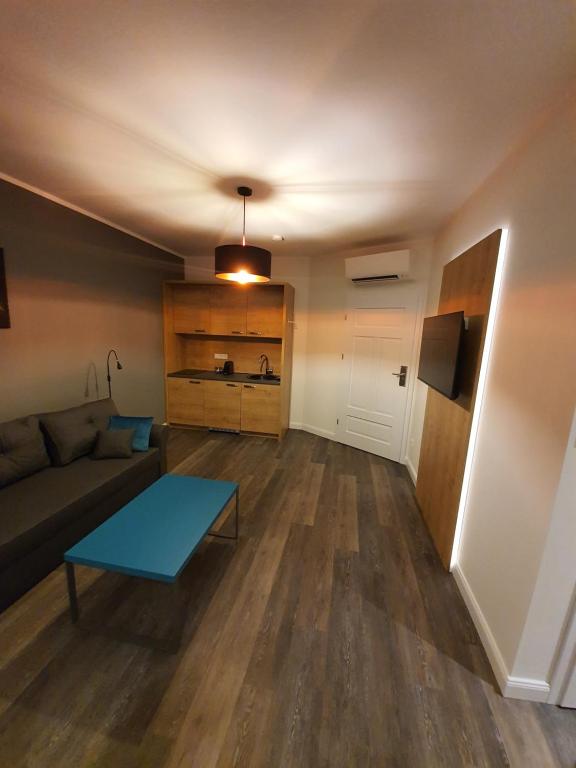 Televízia a/alebo spoločenská miestnosť v ubytovaní Apartamenty Polonia Mrągowo