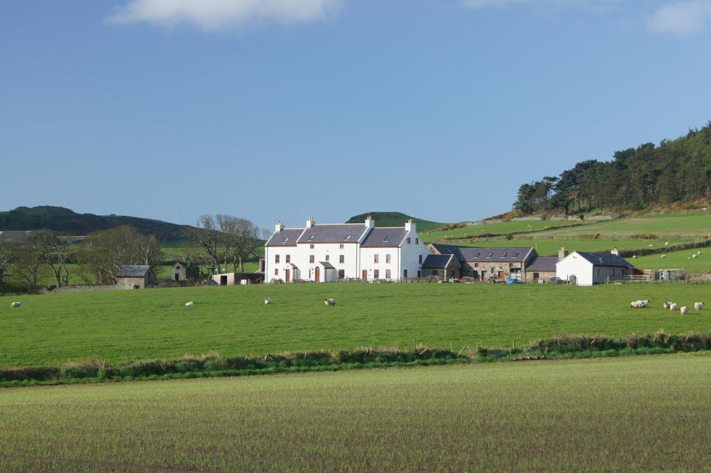 a large white house in a field of green grass at Knockaloe Beg Farm in Patrick