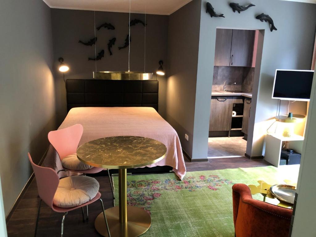 Μια τηλεόραση ή/και κέντρο ψυχαγωγίας στο Studio Apartment in Dresden-Neustadt