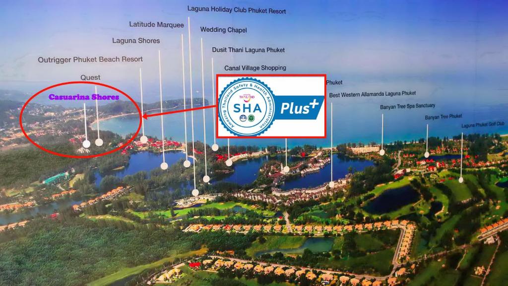 a map of the site of a resort at Casuarina Shores Apartment - SHA Plus in Bang Tao Beach