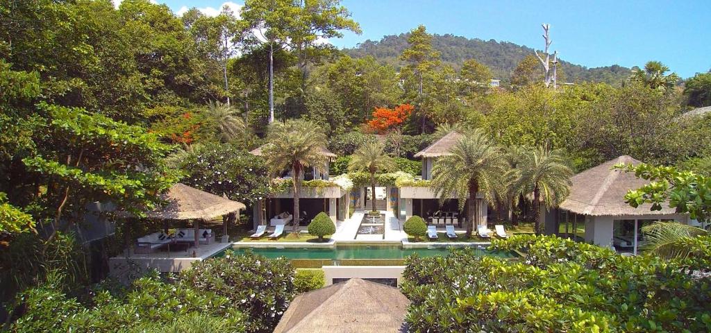 an aerial view of a house with a swimming pool at Sangsuri Villa 3 in Choeng Mon Beach