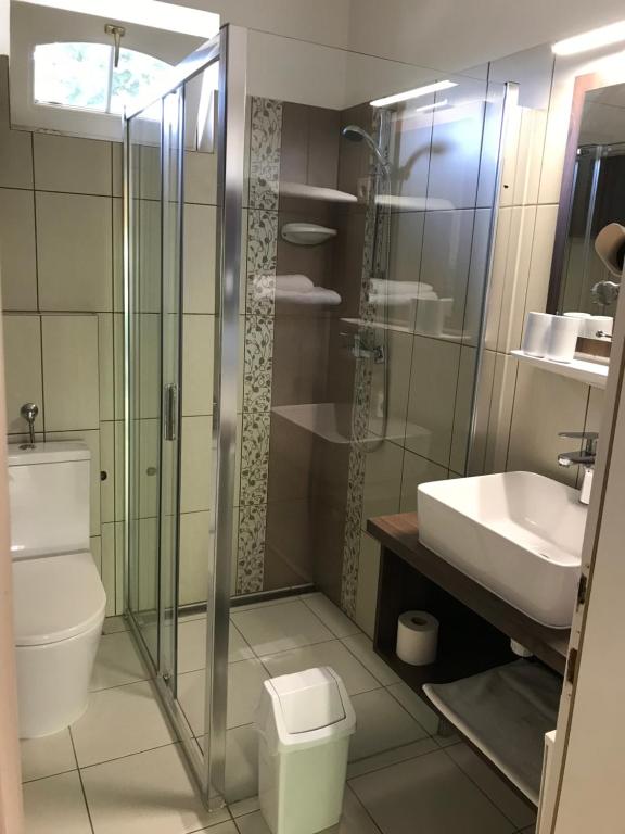 Kúpeľňa v ubytovaní Hársfa Szálló