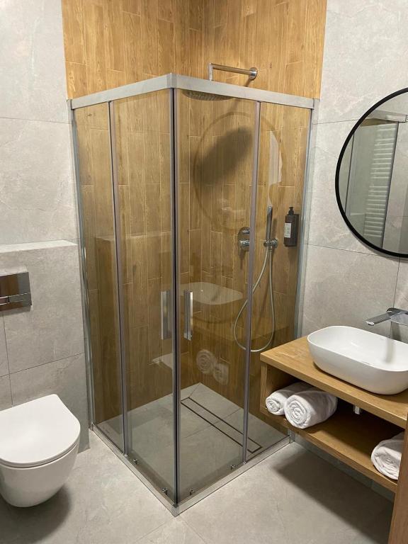 Koupelna v ubytování Hotel Sebory