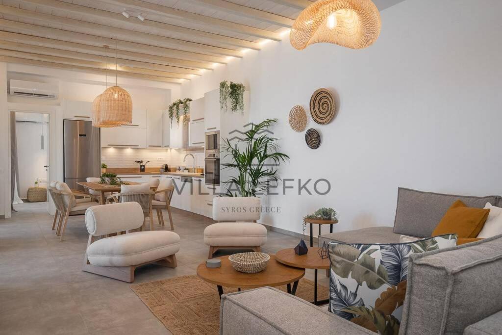 A seating area at Villa Lefko