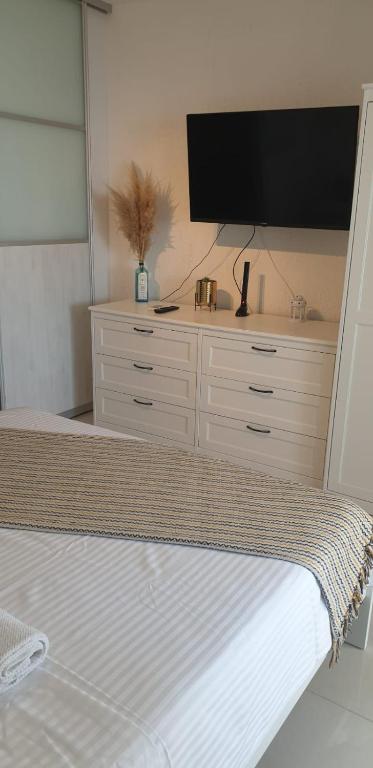 Televízia a/alebo spoločenská miestnosť v ubytovaní Apartments Marecic