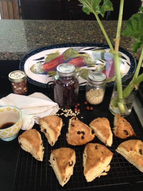 a rack with a bunch of sandwiches on a table at Salt Spring Carriage House B&B in Ganges