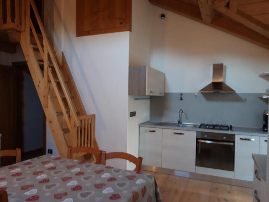Kuchyňa alebo kuchynka v ubytovaní Mansarda 4 posti letto in Villa a Borca di Cadore