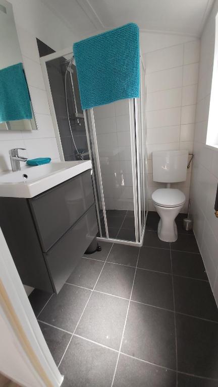 Koupelna v ubytování Ruim en gezellig chalet voor 2 personen op de Veluwe Recreatiepark De Oude Driest - All inclusive