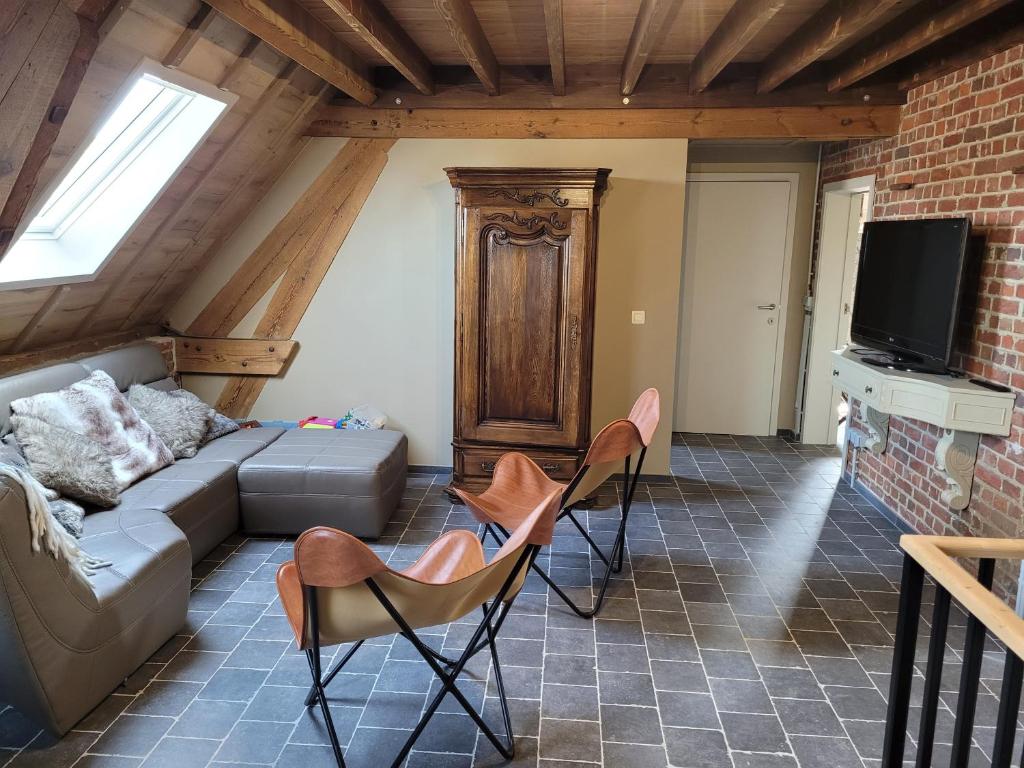 TV a/nebo společenská místnost v ubytování vakantiewoning hoeve 'd oude scheure