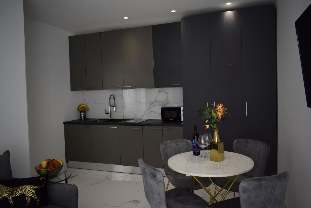 Kuchyň nebo kuchyňský kout v ubytování Apartmani Lavin