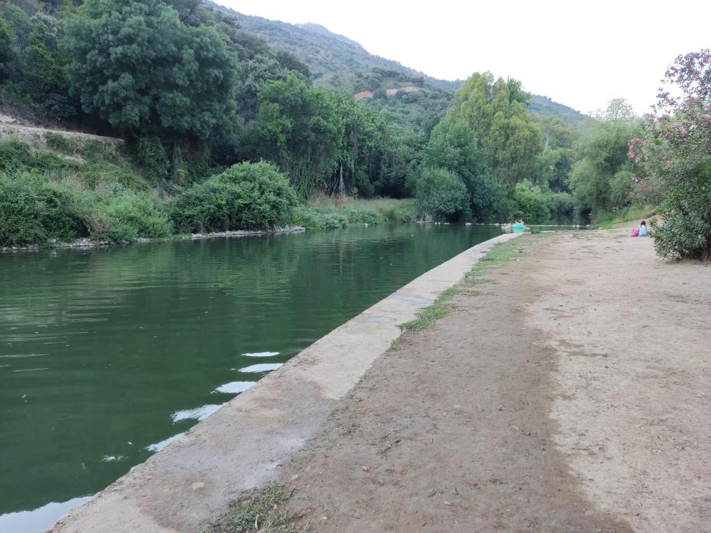 un camino junto a un río junto a una montaña en CASA EL CANTÓN, en Jimera de Líbar