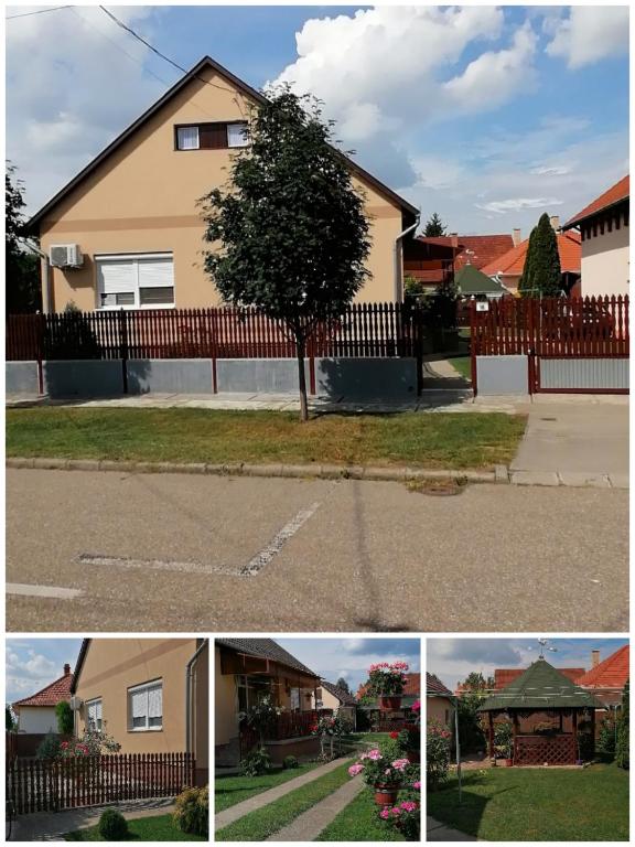 een collage van foto's van een huis bij Vida vendégház in Hajdúszoboszló