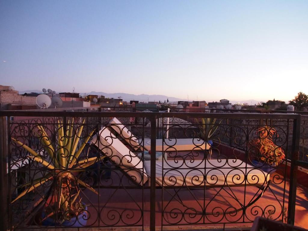 a view of a balcony with a iron fence at Riad Dar Tiflet in Marrakech