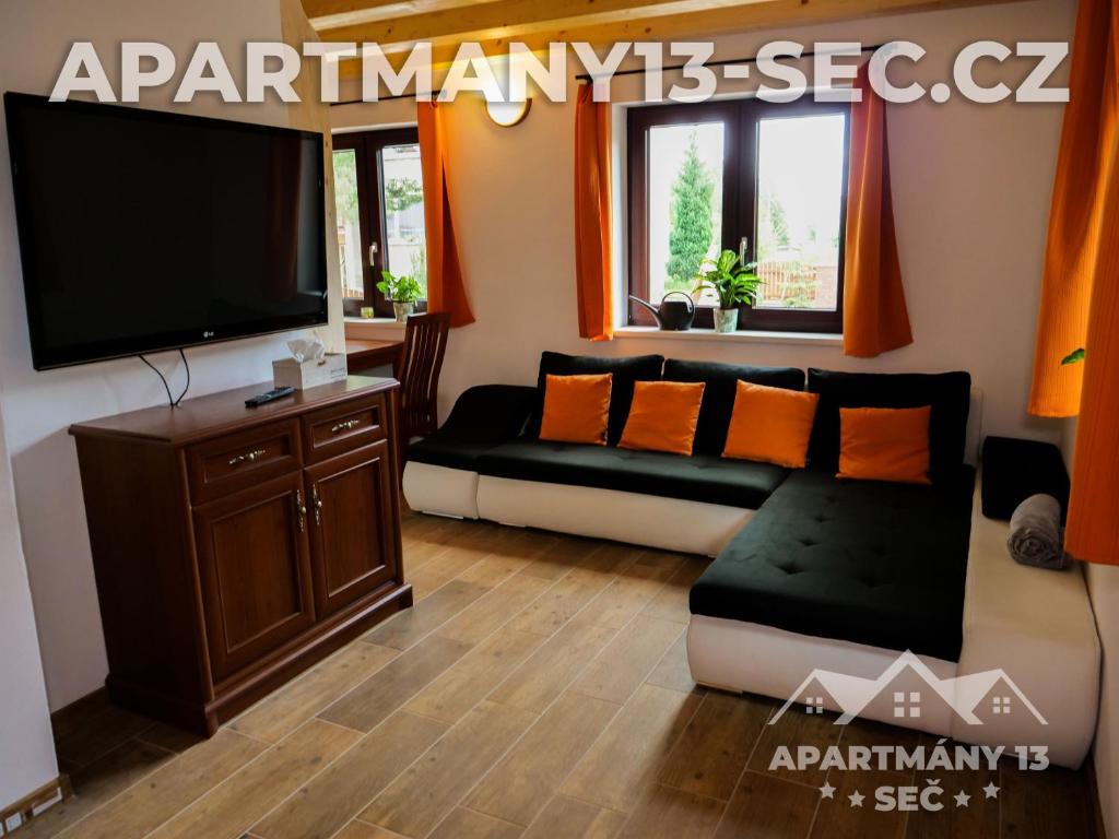 TV a/nebo společenská místnost v ubytování Apartmánový dům 13 Rodinný