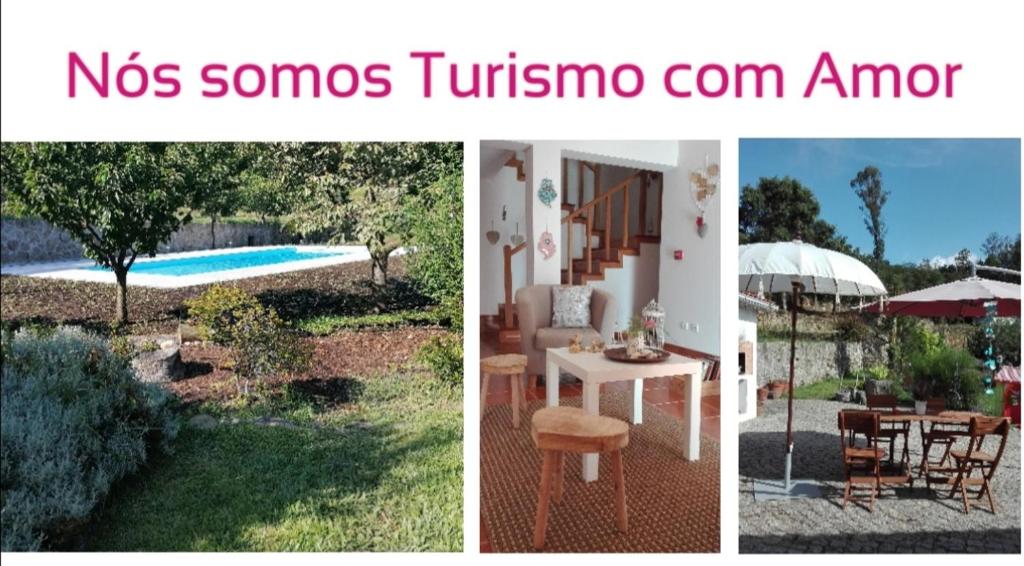 eine Collage mit drei Bildern eines Hauses in der Unterkunft Quinta Vale do Nox in Serrazes