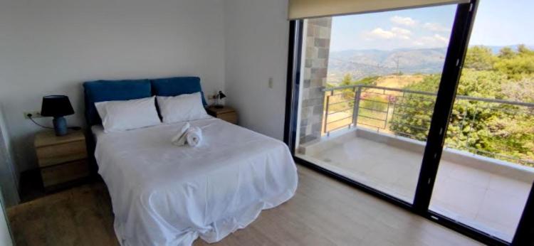 Un pat sau paturi într-o cameră la Oktonia apartments-Evia