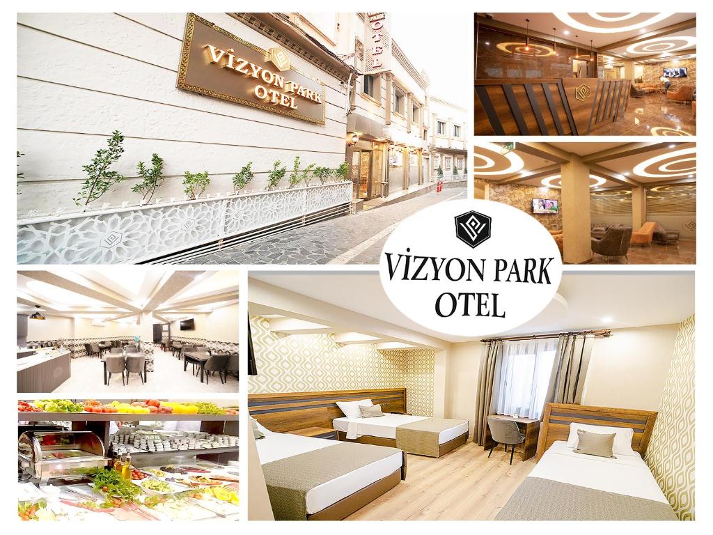 uma colagem de fotos de um escritório em Vinyon Park em Vizyon Park Otel em Şanlıurfa