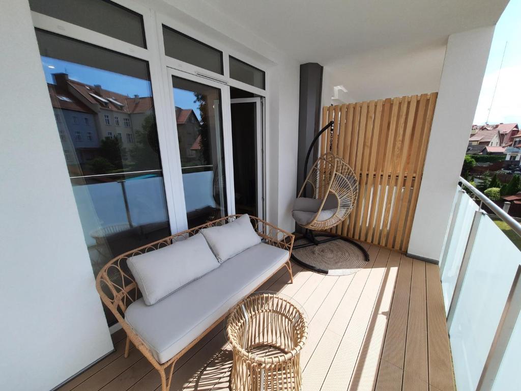 Balkon lub taras w obiekcie PLUSK Apartments Mrągowo