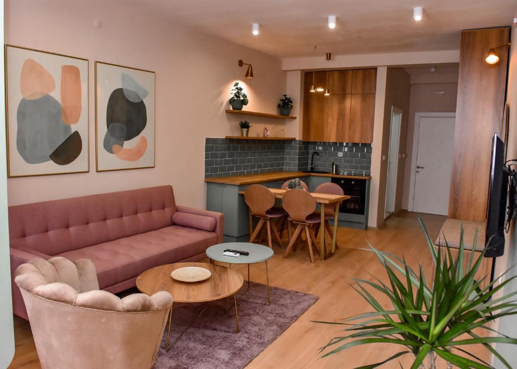 Istumisnurk majutusasutuses Good Times Luxury Apartments Bitola
