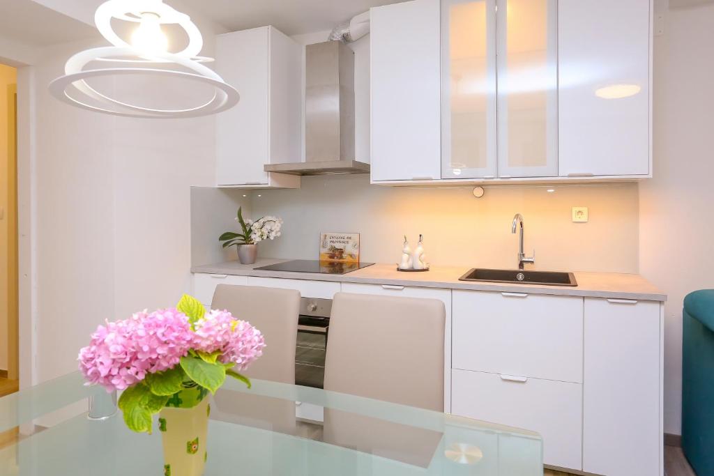 Kuchyňa alebo kuchynka v ubytovaní Apartment Dvor