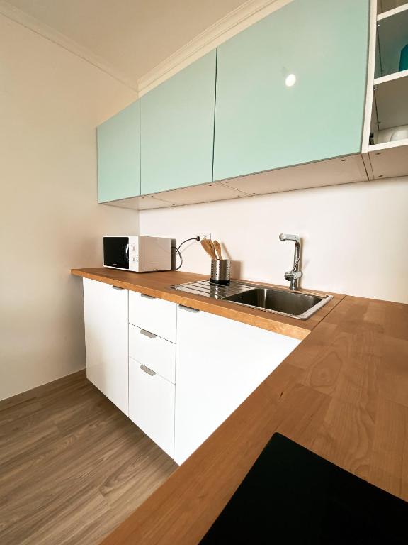 Kuchyňa alebo kuchynka v ubytovaní Marine Apartman By BLTN Siófok