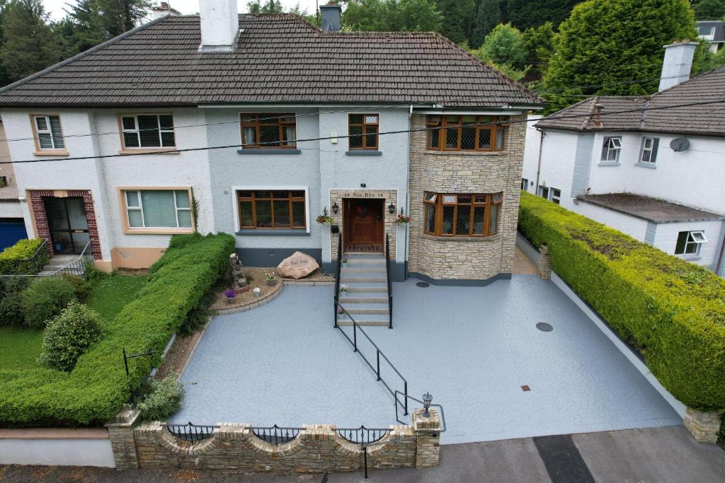 an aerial view of a house with a patio at Ros Dún House in Donegal