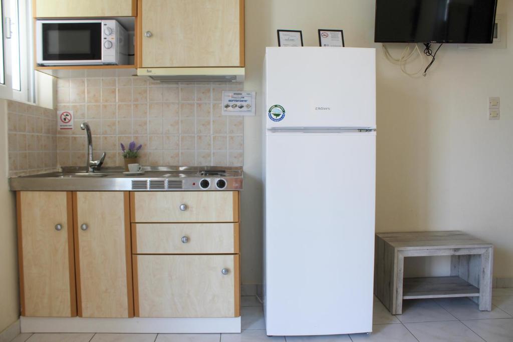 Kuchyň nebo kuchyňský kout v ubytování Iason Apartments