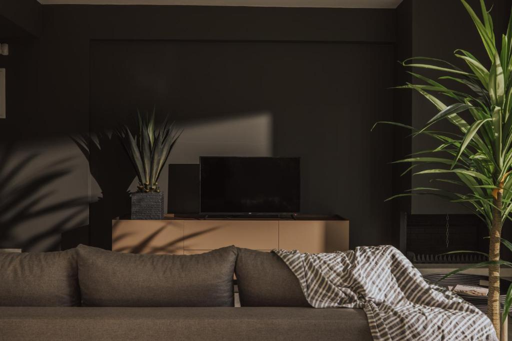 TV a/nebo společenská místnost v ubytování YaMa Villas