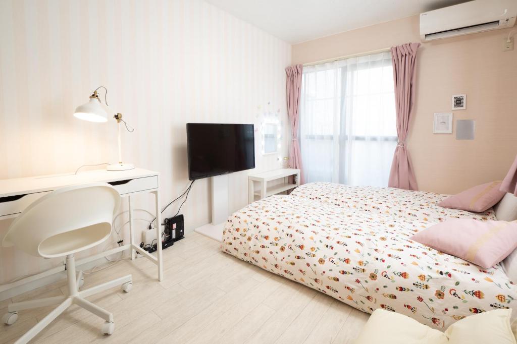 TV a/nebo společenská místnost v ubytování ローズパーク弐番館