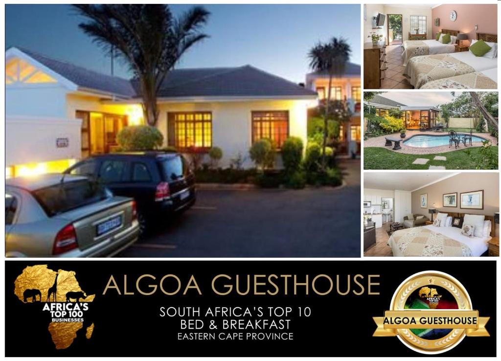 een collage van foto's van een huis met een auto bij Algoa Guest House Summerstrand in Port Elizabeth