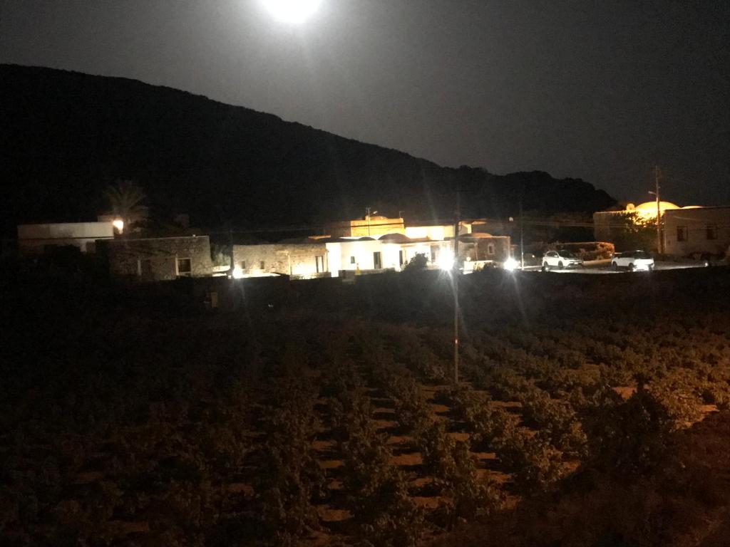 um campo à noite com a lua ao fundo em La Grotta di benikula' em Pantelleria