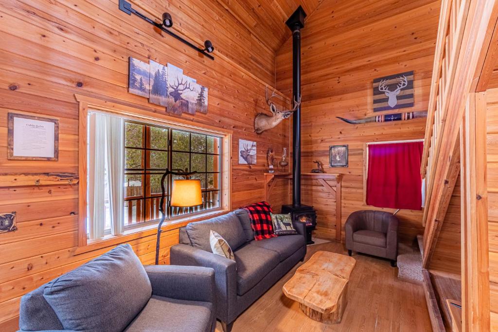Posezení v ubytování Cabin #4 The Wolves Den - Pet Friendly- Sleeps 6 - Playground & Game Room