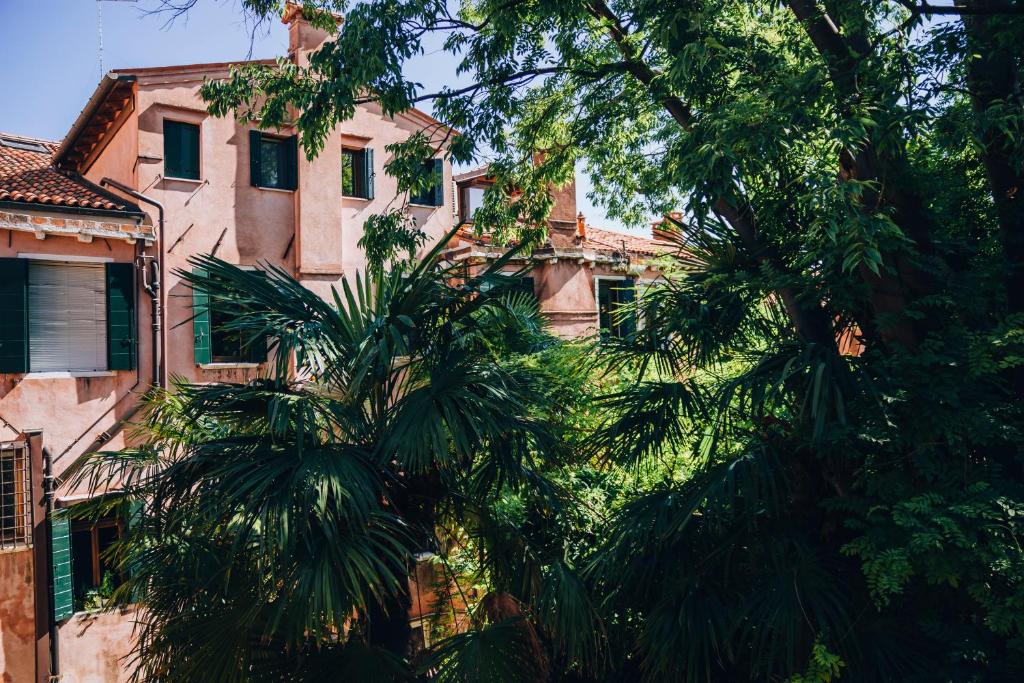 palma przed budynkiem w obiekcie Guggenheim Luxury Suites By Bricola Apartments w Wenecji