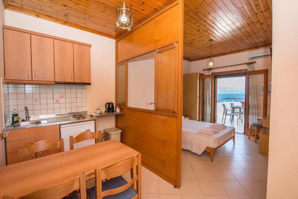 Kuchyň nebo kuchyňský kout v ubytování Dionysos Apartments