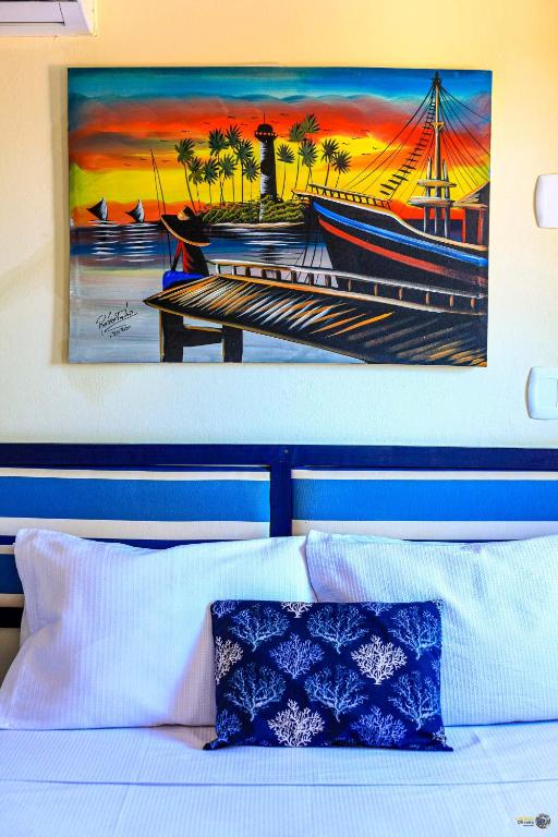 Cama ou camas em um quarto em Pousada Galeão Itacaré