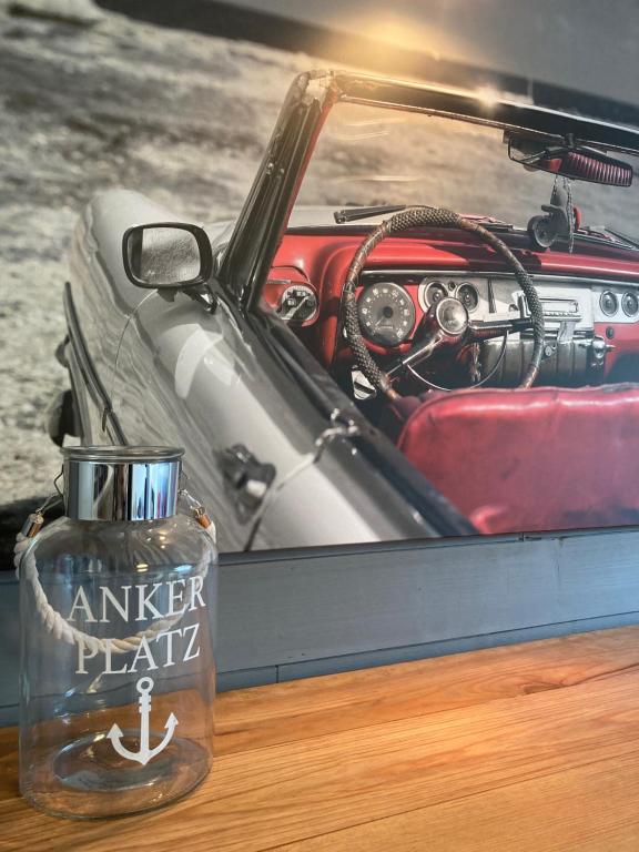 a car with its hood open on a table at Living at Saarpartments - AdultsOnly - Business & Holiday Homes with Kitchen for Long- and Short Term stay, 3 min to St Johanner Markt and Points of Interest in Saarbrücken