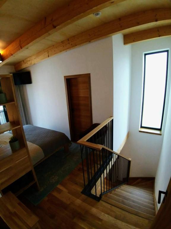 Postel nebo postele na pokoji v ubytování Kafé Ořech
