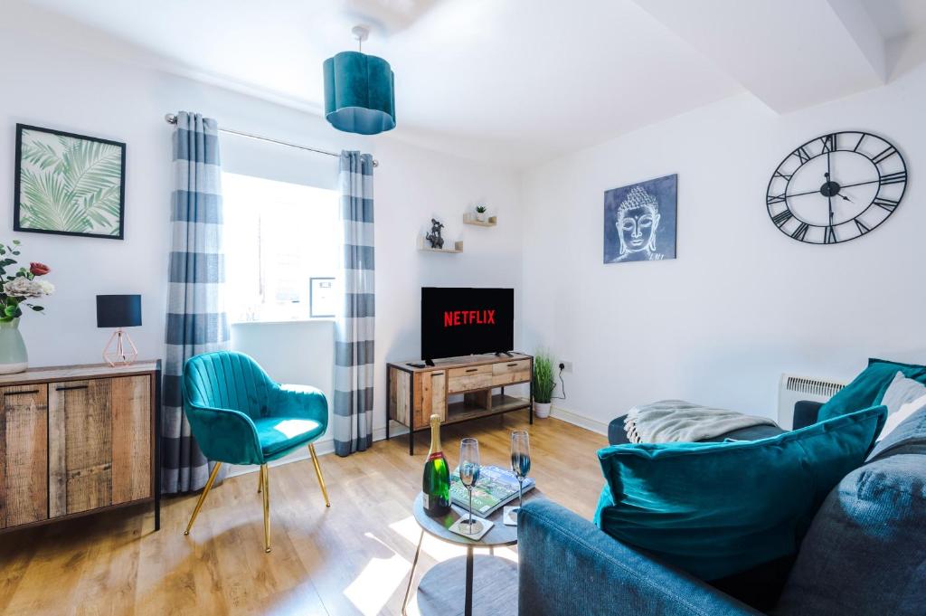 Istumisnurk majutusasutuses Stylish Chester City Centre apartment by 53 Degrees Property, Ideal for Couples & Business Professionals - Sleeps 4
