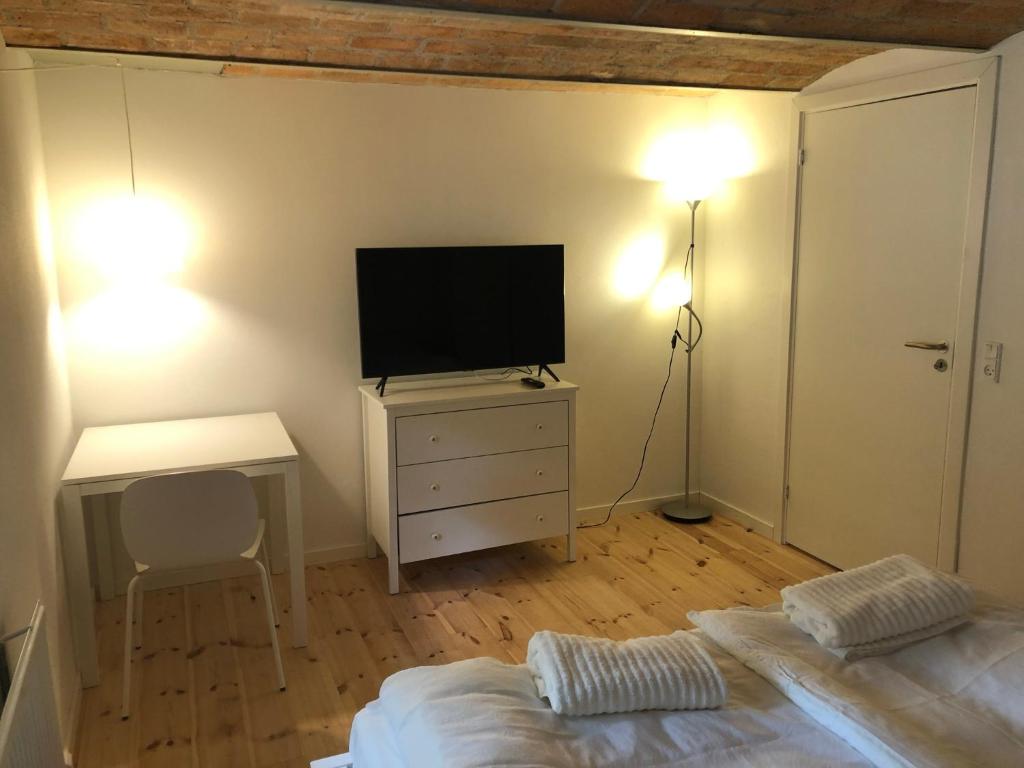 TV a/nebo společenská místnost v ubytování Solbjerg Skov B&B