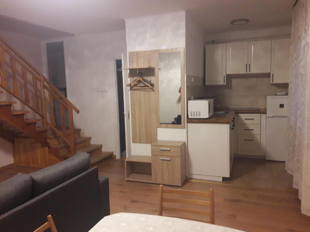 Kuchyň nebo kuchyňský kout v ubytování Tiszafa Apartman