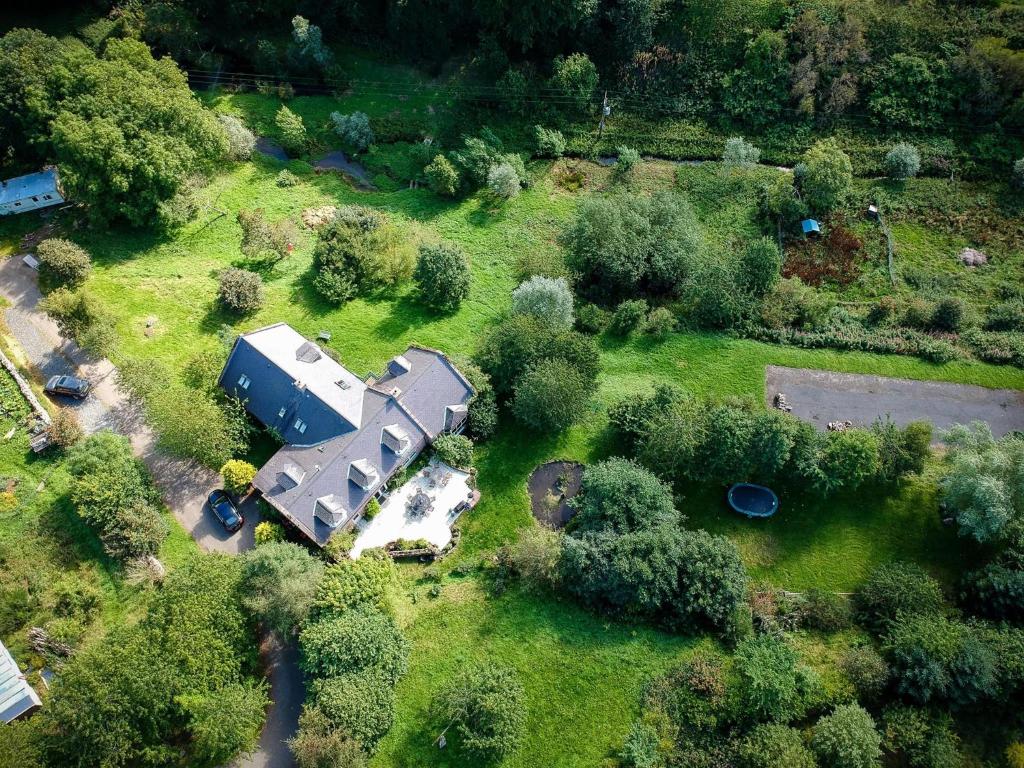 an aerial view of a house in a field at Innis House in Insch