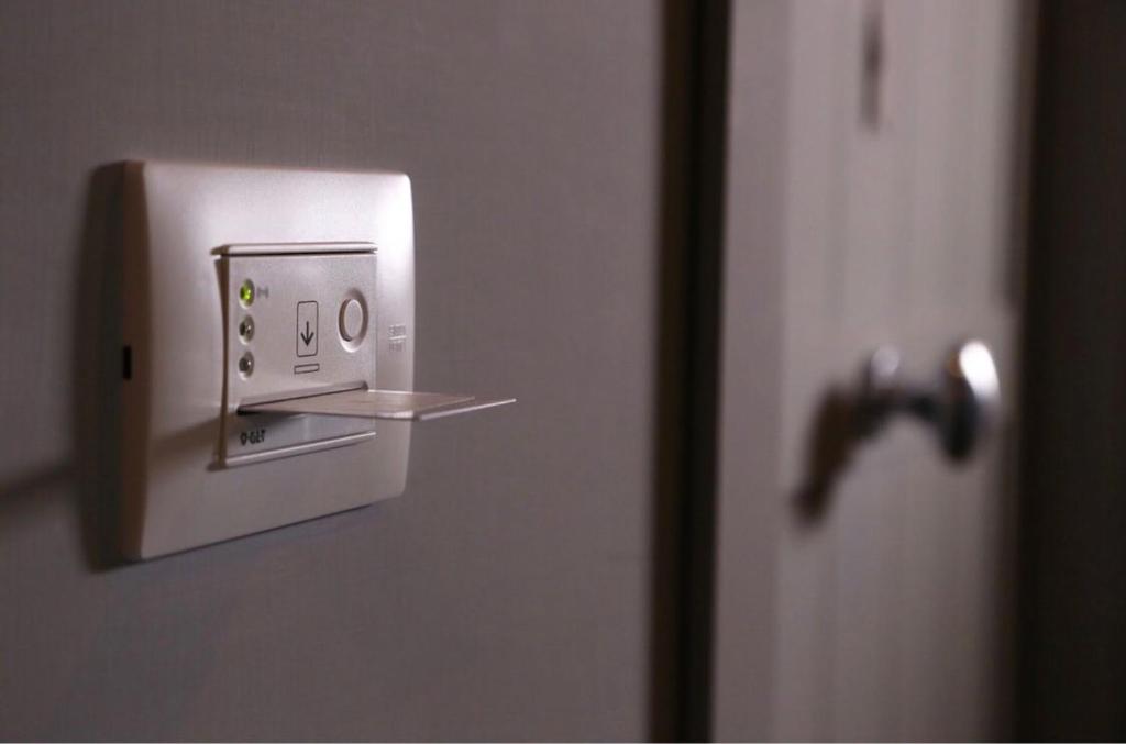 a close up of a light switch on a door at Ambarabà B&B in Naples