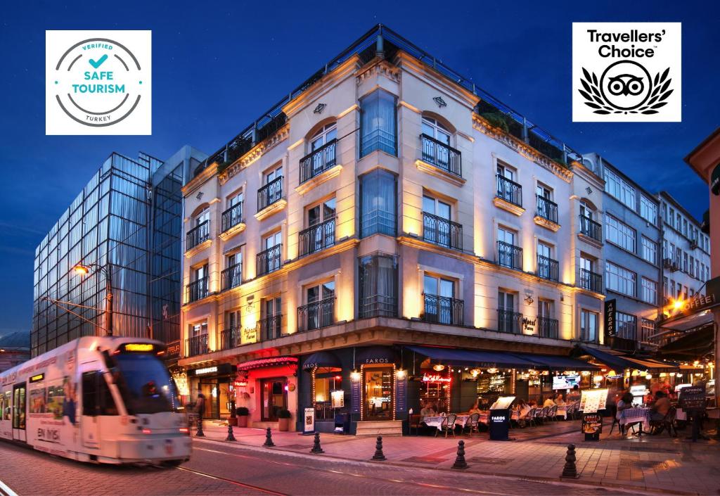 a bus is parked in front of a building at Faros Hotel Old City - Special Category in Istanbul