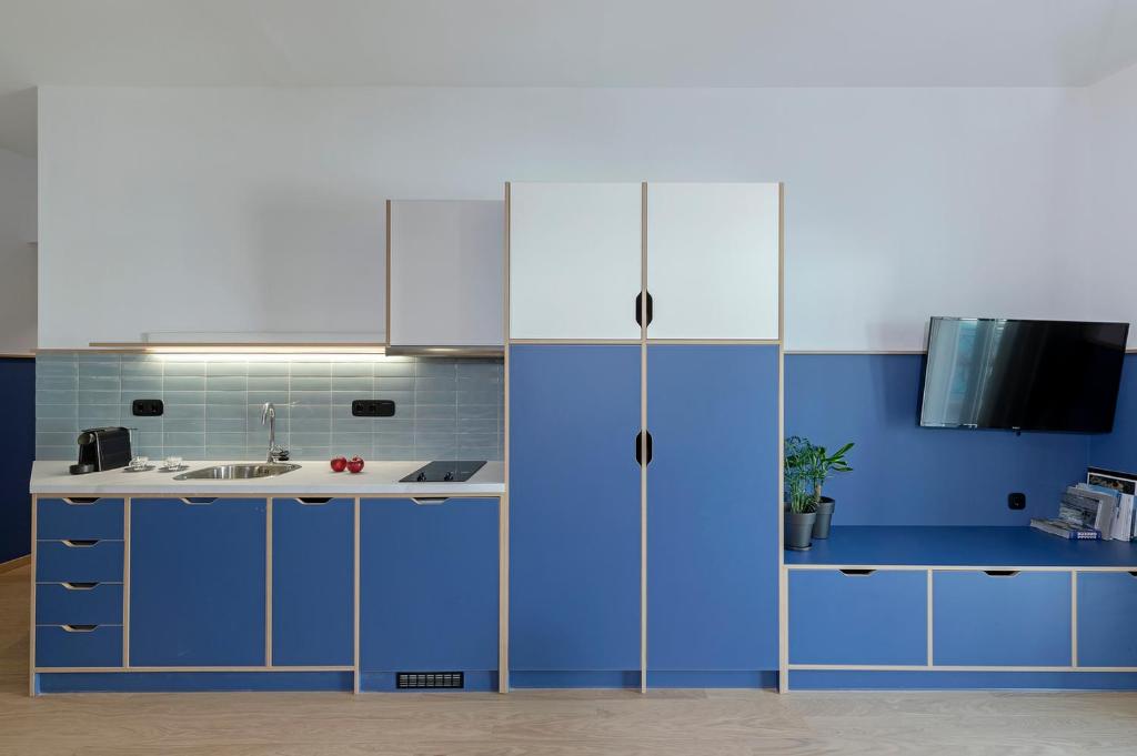 Kuchyň nebo kuchyňský kout v ubytování Acro Urban Suites