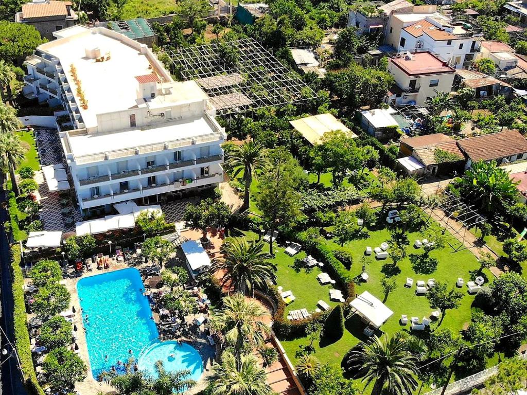 - une vue aérienne sur un complexe avec une piscine dans l'établissement Hotel Alpha, à Sant'Agnello