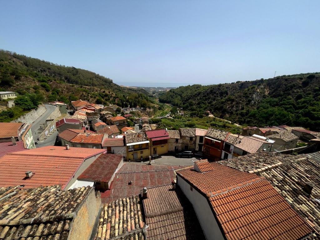 an aerial view of a village with roofs at Casa del Borgo in Isca sullo Ionio